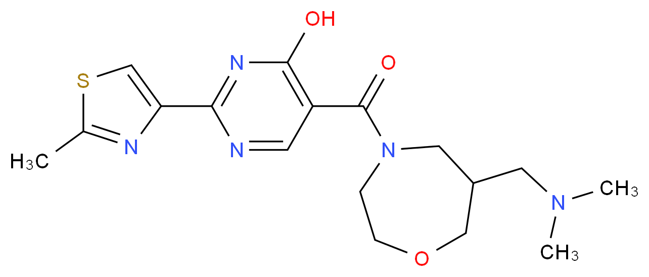 5-({6-[(dimethylamino)methyl]-1,4-oxazepan-4-yl}carbonyl)-2-(2-methyl-1,3-thiazol-4-yl)pyrimidin-4-ol_Molecular_structure_CAS_)