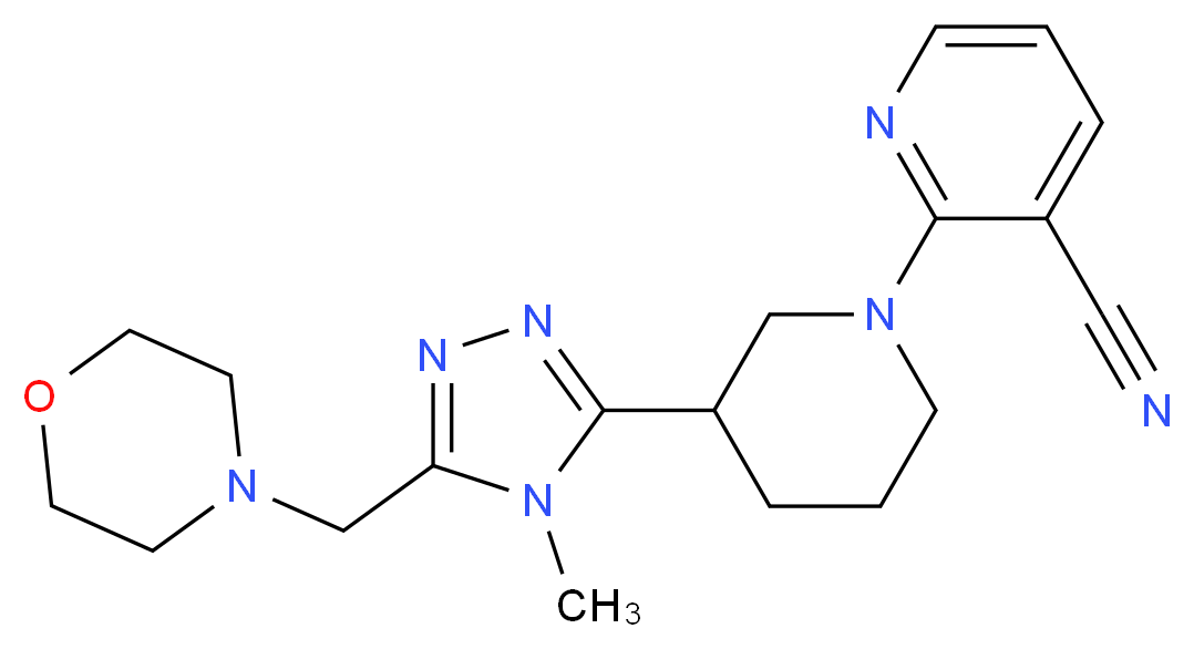 2-{3-[4-methyl-5-(morpholin-4-ylmethyl)-4H-1,2,4-triazol-3-yl]piperidin-1-yl}nicotinonitrile_Molecular_structure_CAS_)