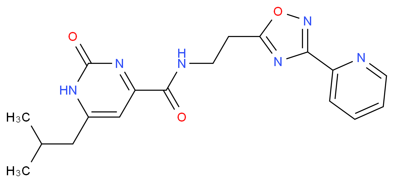 6-isobutyl-2-oxo-N-[2-(3-pyridin-2-yl-1,2,4-oxadiazol-5-yl)ethyl]-1,2-dihydropyrimidine-4-carboxamide_Molecular_structure_CAS_)