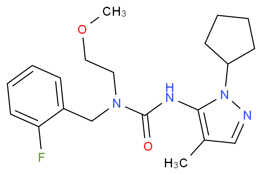 N'-(1-cyclopentyl-4-methyl-1H-pyrazol-5-yl)-N-(2-fluorobenzyl)-N-(2-methoxyethyl)urea_Molecular_structure_CAS_)