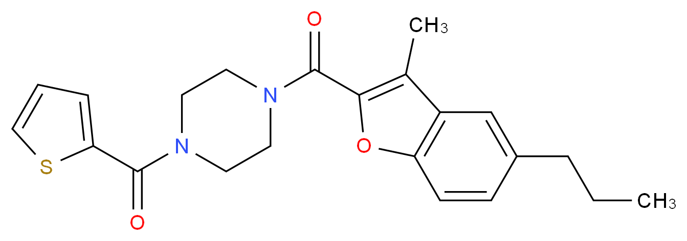 1-[(3-methyl-5-propyl-1-benzofuran-2-yl)carbonyl]-4-(2-thienylcarbonyl)piperazine_Molecular_structure_CAS_)