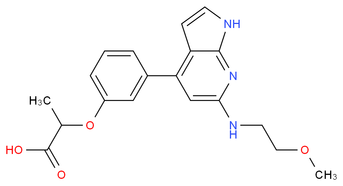 2-(3-{6-[(2-methoxyethyl)amino]-1H-pyrrolo[2,3-b]pyridin-4-yl}phenoxy)propanoic acid_Molecular_structure_CAS_)