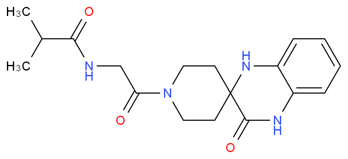 2-methyl-N-[2-oxo-2-(3'-oxo-3',4'-dihydro-1H,1'H-spiro[piperidine-4,2'-quinoxalin]-1-yl)ethyl]propanamide (non-preferred name)_Molecular_structure_CAS_)