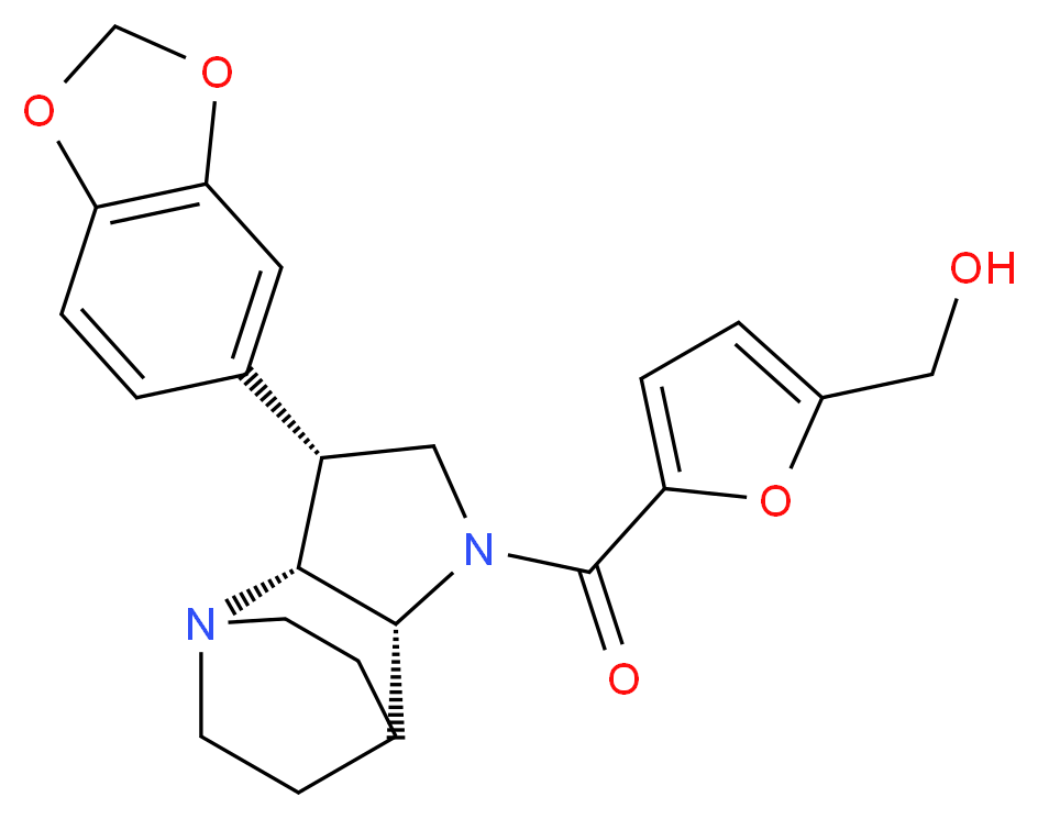 (5-{[(3R*,3aR*,7aR*)-3-(1,3-benzodioxol-5-yl)hexahydro-4,7-ethanopyrrolo[3,2-b]pyridin-1(2H)-yl]carbonyl}-2-furyl)methanol_Molecular_structure_CAS_)