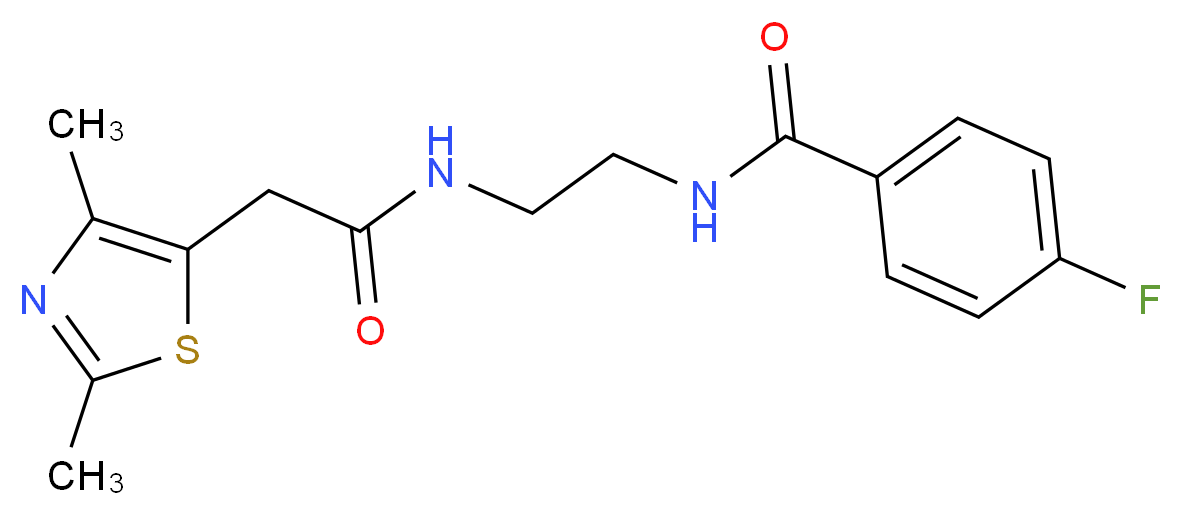 N-(2-{[(2,4-dimethyl-1,3-thiazol-5-yl)acetyl]amino}ethyl)-4-fluorobenzamide_Molecular_structure_CAS_)