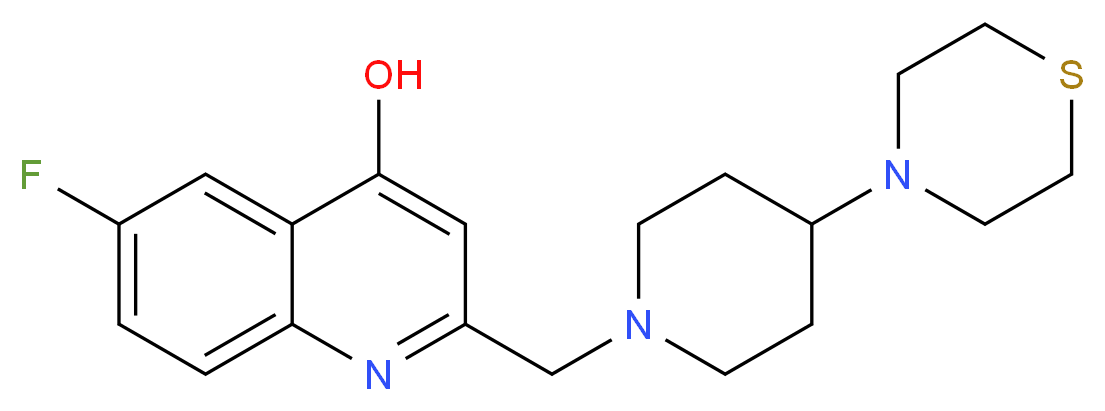 6-fluoro-2-[(4-thiomorpholin-4-ylpiperidin-1-yl)methyl]quinolin-4-ol_Molecular_structure_CAS_)