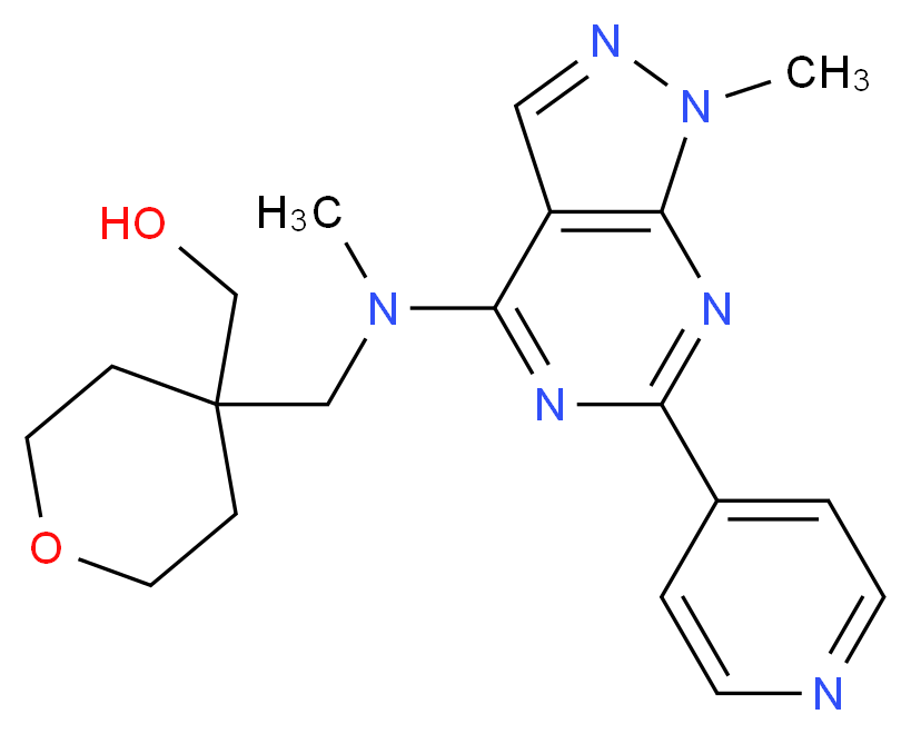 [4-({methyl[1-methyl-6-(4-pyridinyl)-1H-pyrazolo[3,4-d]pyrimidin-4-yl]amino}methyl)tetrahydro-2H-pyran-4-yl]methanol_Molecular_structure_CAS_)