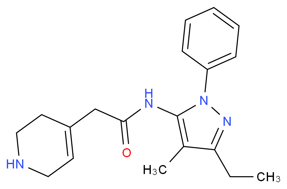 N-(3-ethyl-4-methyl-1-phenyl-1H-pyrazol-5-yl)-2-(1,2,3,6-tetrahydropyridin-4-yl)acetamide_Molecular_structure_CAS_)