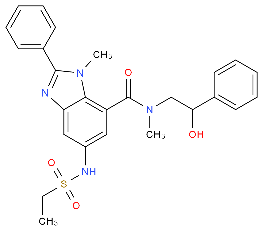 5-[(ethylsulfonyl)amino]-N-(2-hydroxy-2-phenylethyl)-N,1-dimethyl-2-phenyl-1H-benzimidazole-7-carboxamide_Molecular_structure_CAS_)