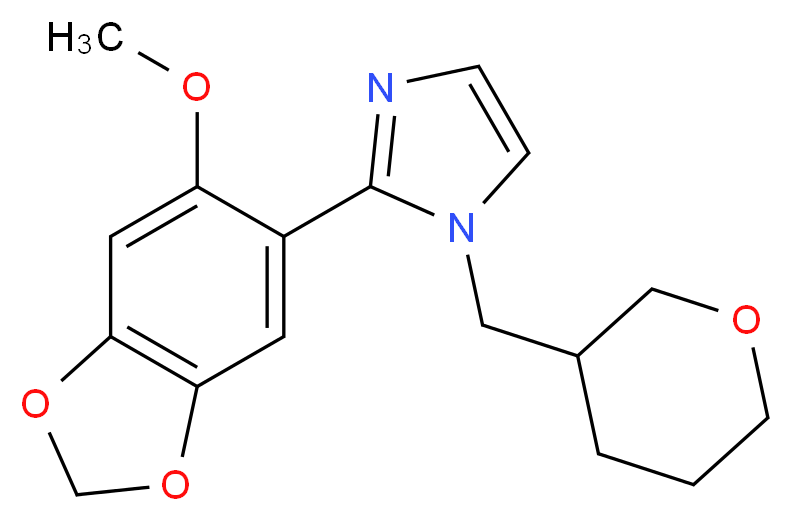2-(6-methoxy-1,3-benzodioxol-5-yl)-1-(tetrahydro-2H-pyran-3-ylmethyl)-1H-imidazole_Molecular_structure_CAS_)