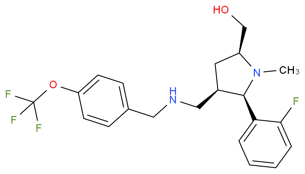 [(2S*,4R*,5R*)-5-(2-fluorophenyl)-1-methyl-4-({[4-(trifluoromethoxy)benzyl]amino}methyl)-2-pyrrolidinyl]methanol_Molecular_structure_CAS_)