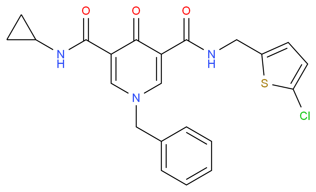 1-benzyl-N-[(5-chloro-2-thienyl)methyl]-N'-cyclopropyl-4-oxo-1,4-dihydro-3,5-pyridinedicarboxamide_Molecular_structure_CAS_)