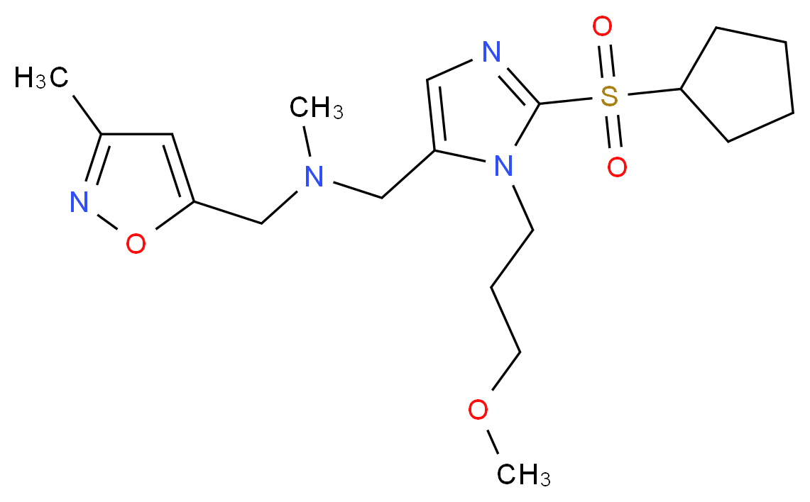 1-[2-(cyclopentylsulfonyl)-1-(3-methoxypropyl)-1H-imidazol-5-yl]-N-methyl-N-[(3-methyl-5-isoxazolyl)methyl]methanamine_Molecular_structure_CAS_)