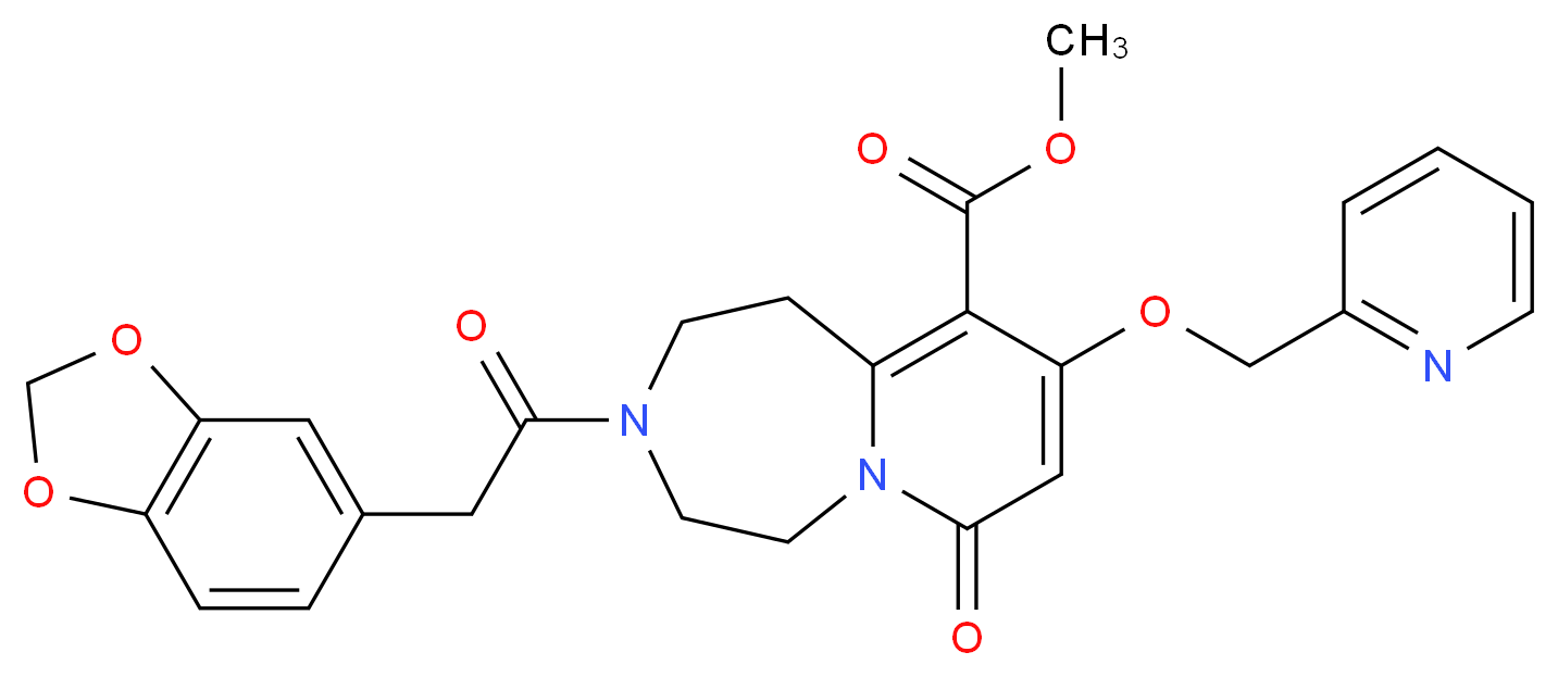 methyl 3-(1,3-benzodioxol-5-ylacetyl)-7-oxo-9-(2-pyridinylmethoxy)-1,2,3,4,5,7-hexahydropyrido[1,2-d][1,4]diazepine-10-carboxylate_Molecular_structure_CAS_)