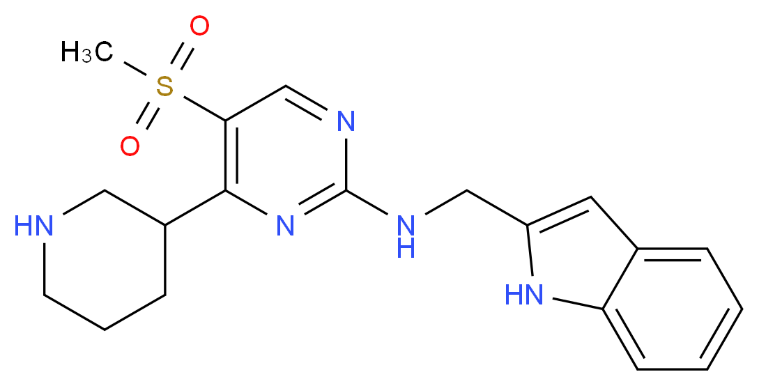 N-(1H-indol-2-ylmethyl)-5-(methylsulfonyl)-4-piperidin-3-ylpyrimidin-2-amine_Molecular_structure_CAS_)