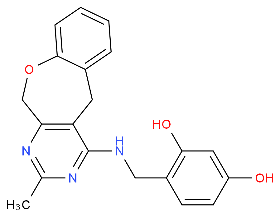 4-{[(2-methyl-5,11-dihydro[1]benzoxepino[3,4-d]pyrimidin-4-yl)amino]methyl}benzene-1,3-diol_Molecular_structure_CAS_)