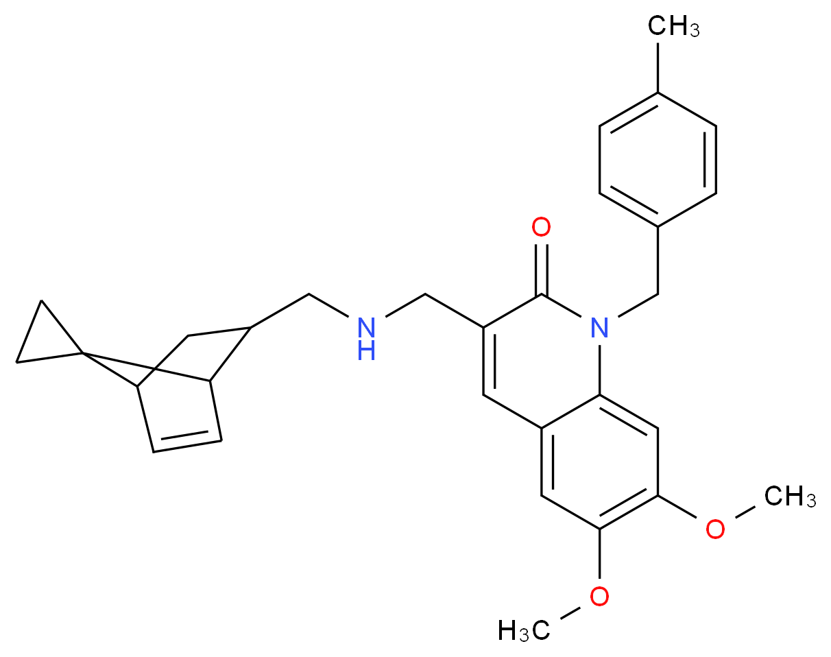 6,7-dimethoxy-1-(4-methylbenzyl)-3-{[(spiro[bicyclo[2.2.1]heptane-7,1'-cyclopropane]-5-en-2-ylmethyl)amino]methyl}-2(1H)-quinolinone_Molecular_structure_CAS_)
