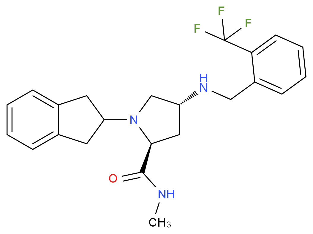 (4R)-1-(2,3-dihydro-1H-inden-2-yl)-N-methyl-4-{[2-(trifluoromethyl)benzyl]amino}-L-prolinamide_Molecular_structure_CAS_)