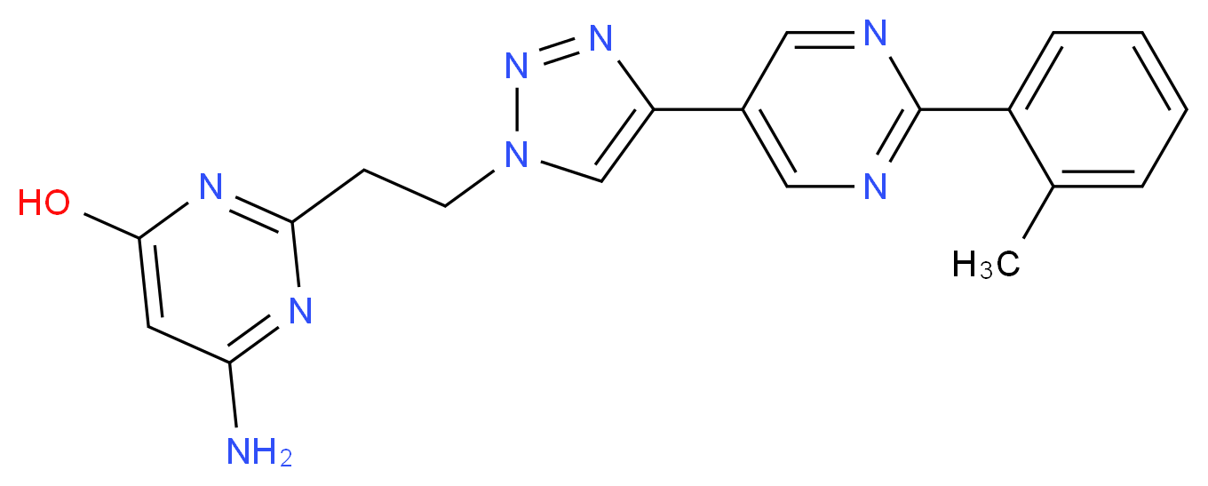 6-amino-2-(2-{4-[2-(2-methylphenyl)pyrimidin-5-yl]-1H-1,2,3-triazol-1-yl}ethyl)pyrimidin-4-ol_Molecular_structure_CAS_)