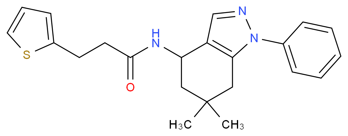 N-(6,6-dimethyl-1-phenyl-4,5,6,7-tetrahydro-1H-indazol-4-yl)-3-(2-thienyl)propanamide_Molecular_structure_CAS_)