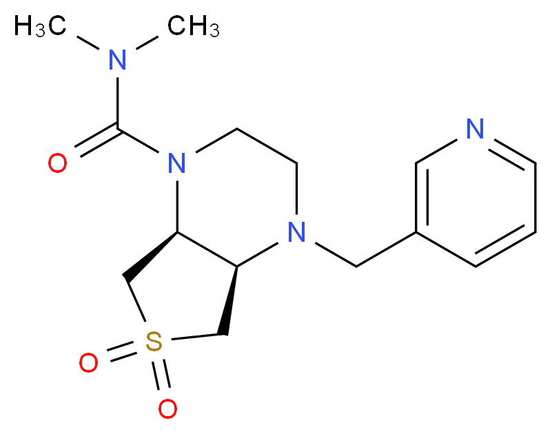 (4aR*,7aS*)-N,N-dimethyl-4-(3-pyridinylmethyl)hexahydrothieno[3,4-b]pyrazine-1(2H)-carboxamide 6,6-dioxide_Molecular_structure_CAS_)