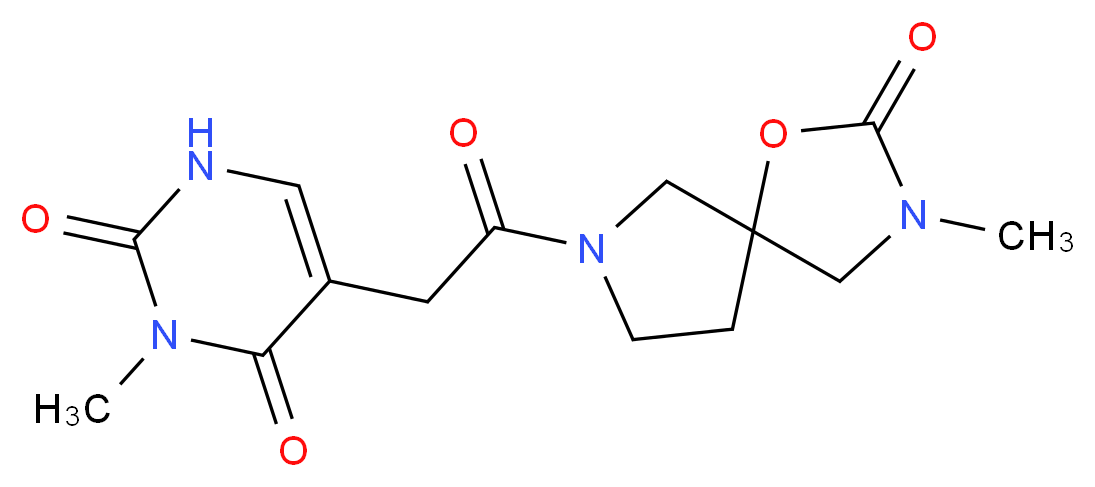 3-methyl-5-[2-(3-methyl-2-oxo-1-oxa-3,7-diazaspiro[4.4]non-7-yl)-2-oxoethyl]-2,4(1H,3H)-pyrimidinedione_Molecular_structure_CAS_)