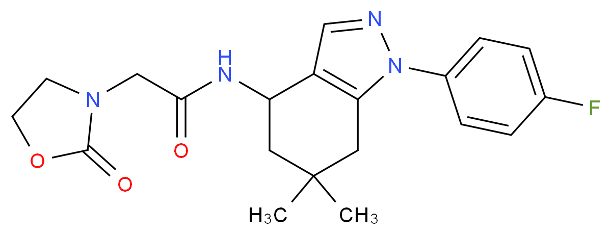 N-[1-(4-fluorophenyl)-6,6-dimethyl-4,5,6,7-tetrahydro-1H-indazol-4-yl]-2-(2-oxo-1,3-oxazolidin-3-yl)acetamide_Molecular_structure_CAS_)