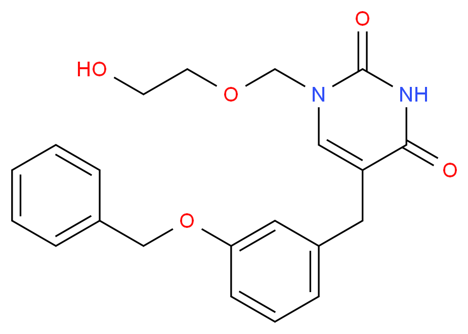 1-((2-HYDROXYETHOXY)METHYL)-5-(3-(BENZYLOXY)BENZYL)PYRIMIDINE-2,4(1H,3H)-DIONE_Molecular_structure_CAS_)