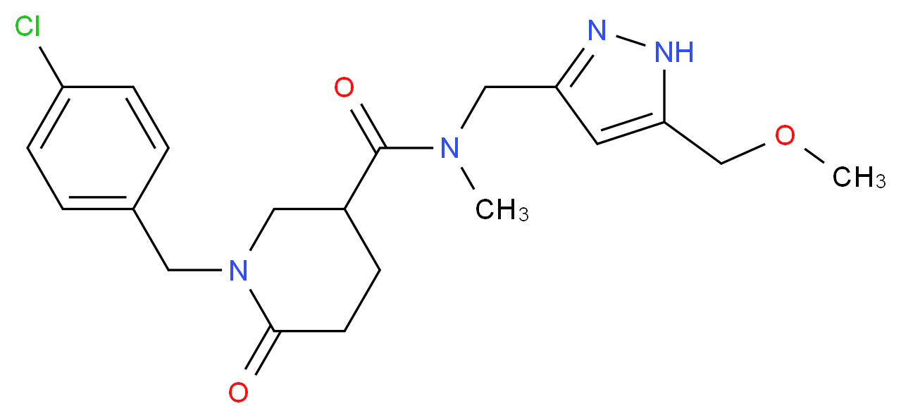 1-(4-chlorobenzyl)-N-{[5-(methoxymethyl)-1H-pyrazol-3-yl]methyl}-N-methyl-6-oxo-3-piperidinecarboxamide_Molecular_structure_CAS_)