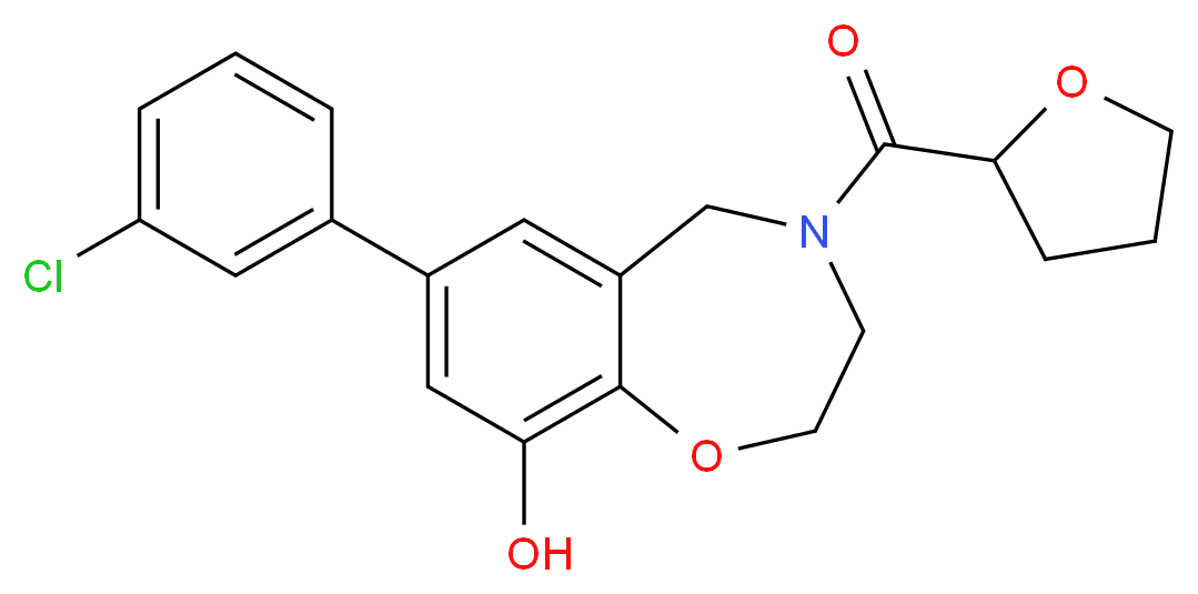 7-(3-chlorophenyl)-4-(tetrahydrofuran-2-ylcarbonyl)-2,3,4,5-tetrahydro-1,4-benzoxazepin-9-ol_Molecular_structure_CAS_)