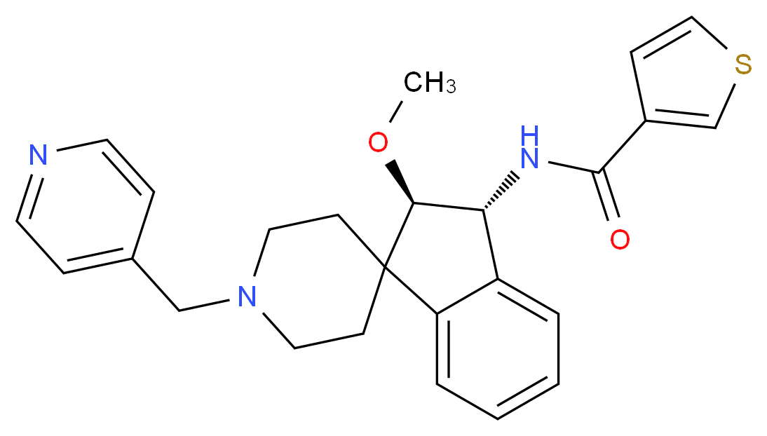 N-[(2R*,3R*)-2-methoxy-1'-(4-pyridinylmethyl)-2,3-dihydrospiro[indene-1,4'-piperidin]-3-yl]-3-thiophenecarboxamide_Molecular_structure_CAS_)