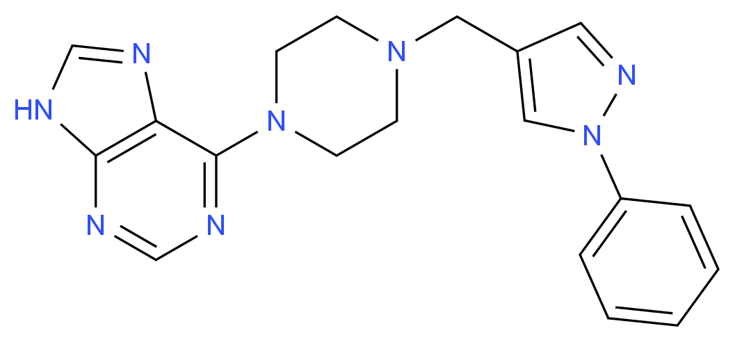 6-{4-[(1-phenyl-1H-pyrazol-4-yl)methyl]piperazin-1-yl}-9H-purine_Molecular_structure_CAS_)