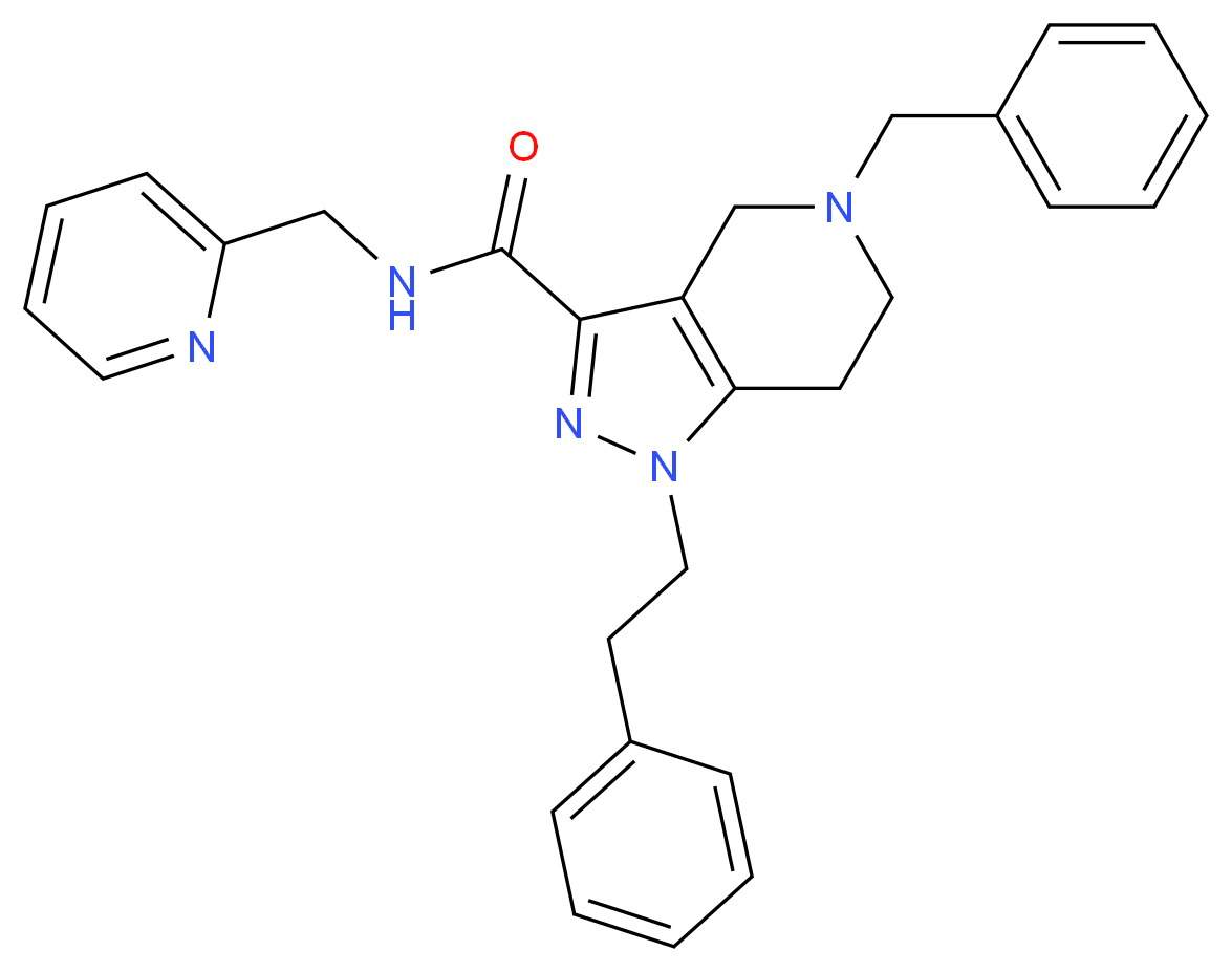 5-benzyl-1-(2-phenylethyl)-N-(2-pyridinylmethyl)-4,5,6,7-tetrahydro-1H-pyrazolo[4,3-c]pyridine-3-carboxamide_Molecular_structure_CAS_)