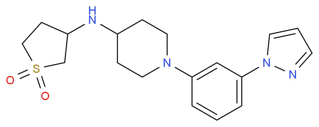 N-(1,1-dioxidotetrahydro-3-thienyl)-1-[3-(1H-pyrazol-1-yl)phenyl]-4-piperidinamine_Molecular_structure_CAS_)