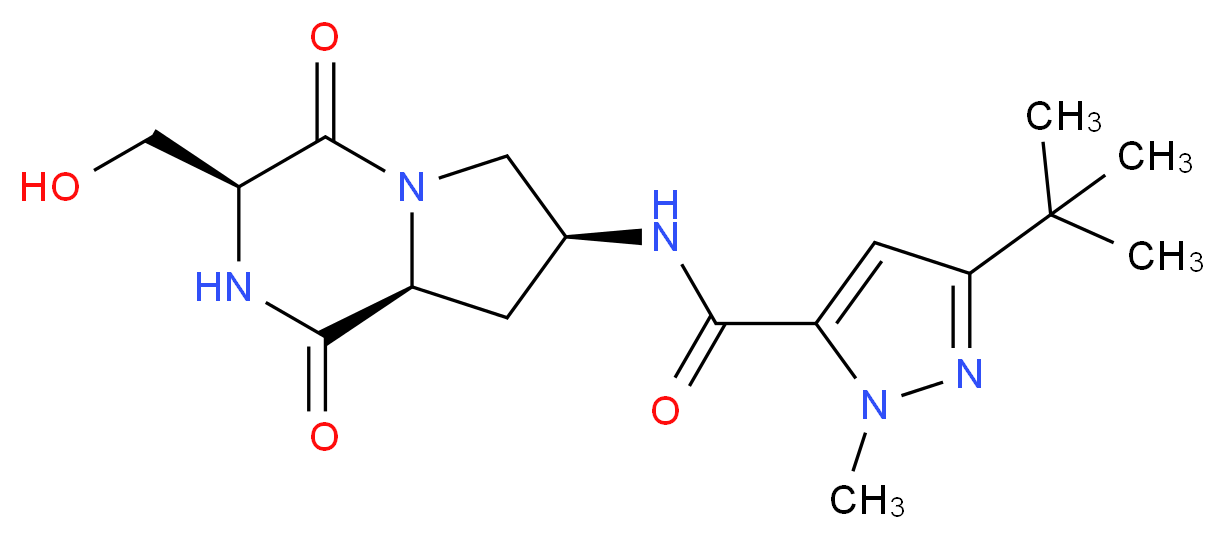 3-tert-butyl-N-[(3S,7S,8aS)-3-(hydroxymethyl)-1,4-dioxooctahydropyrrolo[1,2-a]pyrazin-7-yl]-1-methyl-1H-pyrazole-5-carboxamide_Molecular_structure_CAS_)