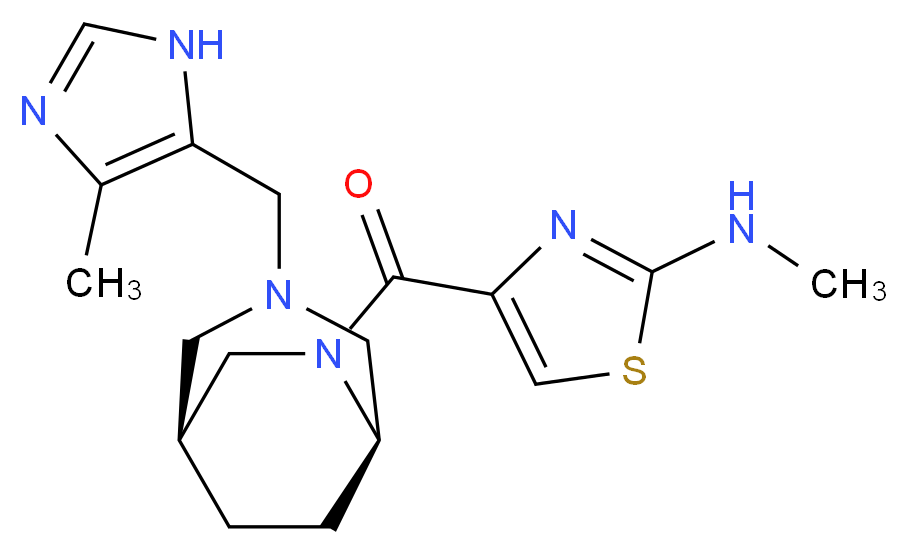 N-methyl-4-({(1S*,5R*)-3-[(4-methyl-1H-imidazol-5-yl)methyl]-3,6-diazabicyclo[3.2.2]non-6-yl}carbonyl)-1,3-thiazol-2-amine_Molecular_structure_CAS_)