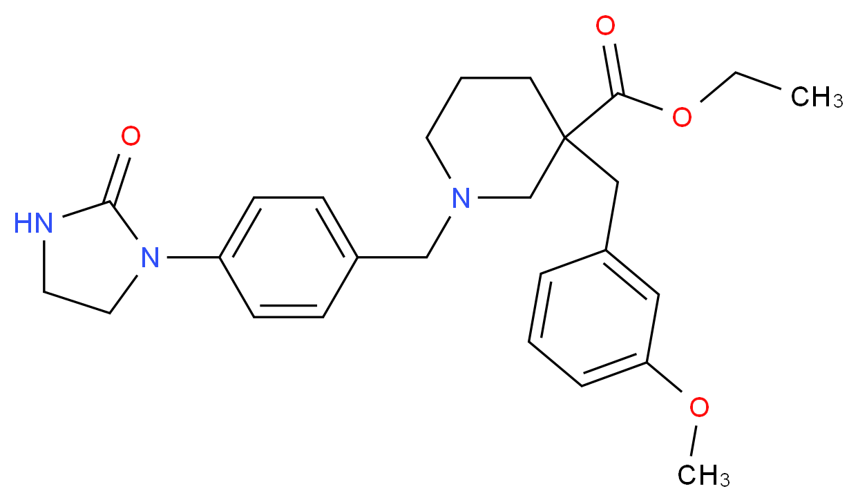 ethyl 3-(3-methoxybenzyl)-1-[4-(2-oxo-1-imidazolidinyl)benzyl]-3-piperidinecarboxylate_Molecular_structure_CAS_)