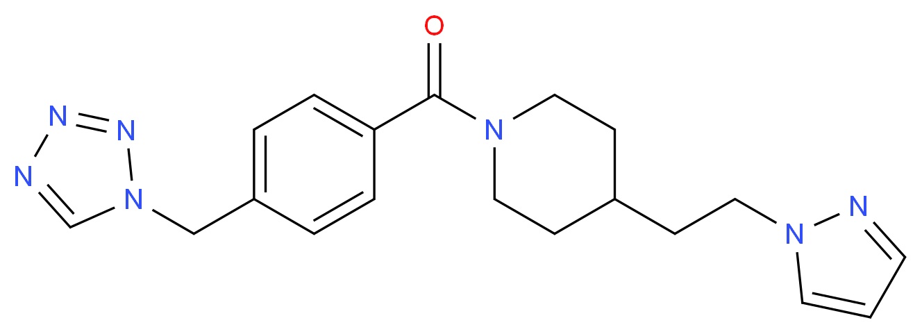 4-[2-(1H-pyrazol-1-yl)ethyl]-1-[4-(1H-tetrazol-1-ylmethyl)benzoyl]piperidine_Molecular_structure_CAS_)