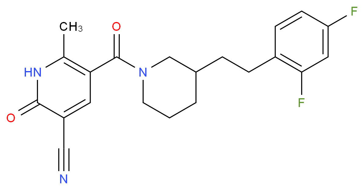 5-({3-[2-(2,4-difluorophenyl)ethyl]-1-piperidinyl}carbonyl)-6-methyl-2-oxo-1,2-dihydro-3-pyridinecarbonitrile_Molecular_structure_CAS_)