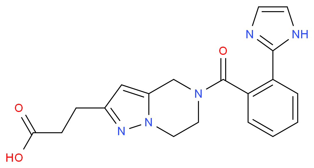 3-{5-[2-(1H-imidazol-2-yl)benzoyl]-4,5,6,7-tetrahydropyrazolo[1,5-a]pyrazin-2-yl}propanoic acid_Molecular_structure_CAS_)