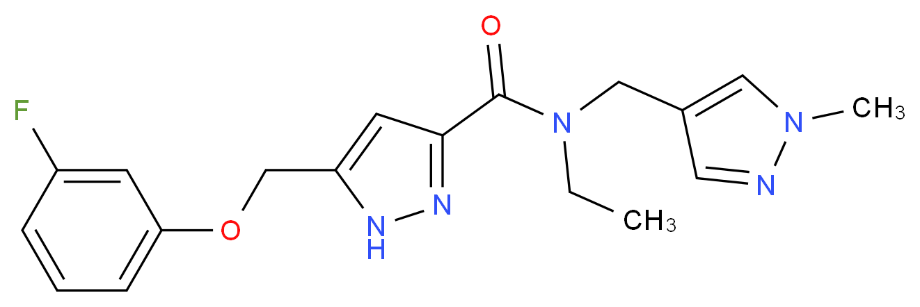 N-ethyl-5-[(3-fluorophenoxy)methyl]-N-[(1-methyl-1H-pyrazol-4-yl)methyl]-1H-pyrazole-3-carboxamide_Molecular_structure_CAS_)
