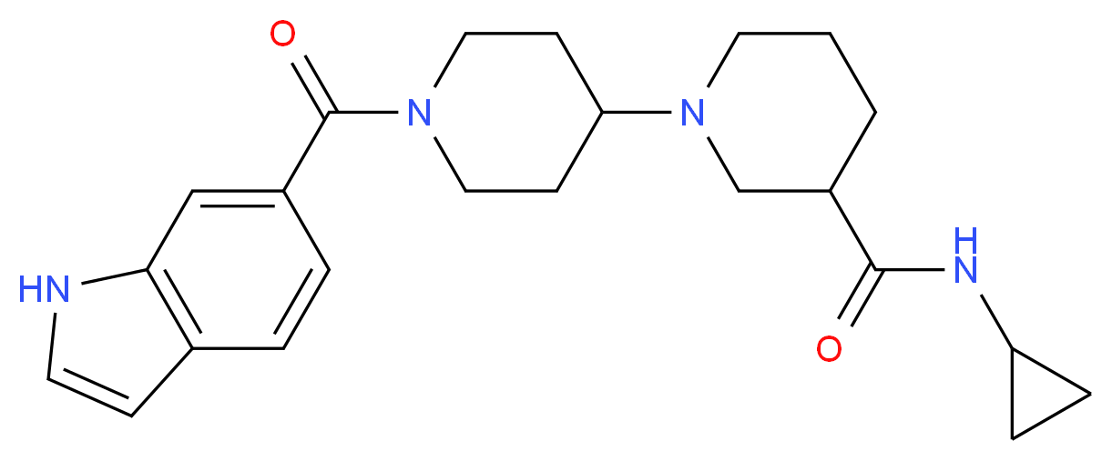 N-cyclopropyl-1'-(1H-indol-6-ylcarbonyl)-1,4'-bipiperidine-3-carboxamide_Molecular_structure_CAS_)