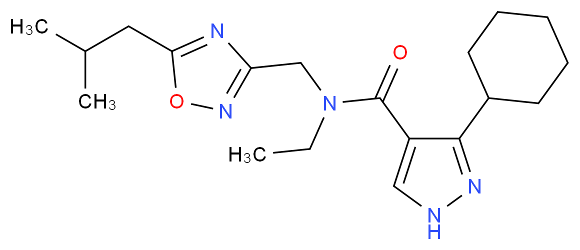 3-cyclohexyl-N-ethyl-N-[(5-isobutyl-1,2,4-oxadiazol-3-yl)methyl]-1H-pyrazole-4-carboxamide_Molecular_structure_CAS_)