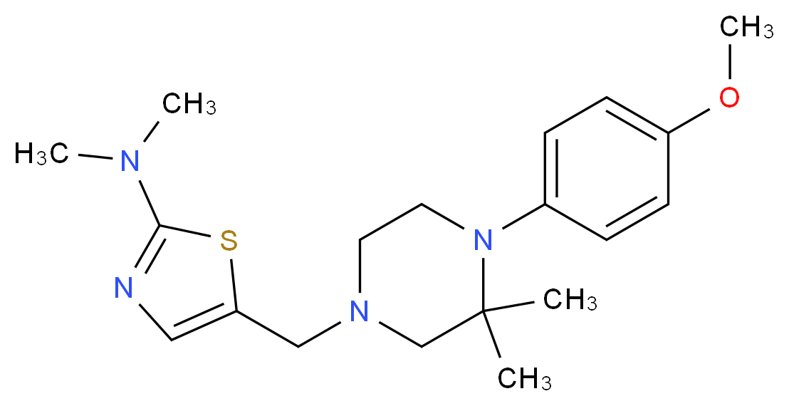 5-{[4-(4-methoxyphenyl)-3,3-dimethyl-1-piperazinyl]methyl}-N,N-dimethyl-1,3-thiazol-2-amine_Molecular_structure_CAS_)