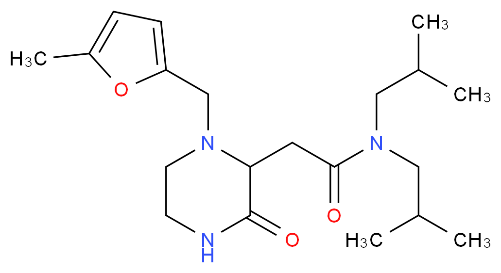 N,N-diisobutyl-2-{1-[(5-methyl-2-furyl)methyl]-3-oxo-2-piperazinyl}acetamide_Molecular_structure_CAS_)