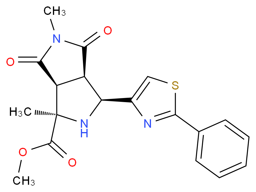methyl (1R*,3S*,3aR*,6aS*)-1,5-dimethyl-4,6-dioxo-3-(2-phenyl-1,3-thiazol-4-yl)octahydropyrrolo[3,4-c]pyrrole-1-carboxylate_Molecular_structure_CAS_)
