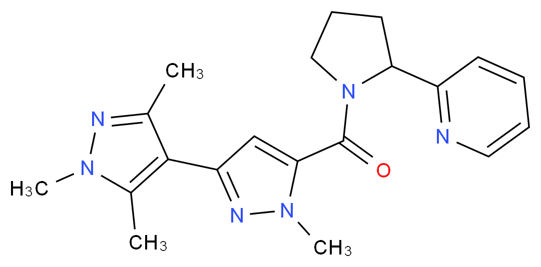 1,1',3',5'-tetramethyl-5-{[2-(2-pyridinyl)-1-pyrrolidinyl]carbonyl}-1H,1'H-3,4'-bipyrazole_Molecular_structure_CAS_)