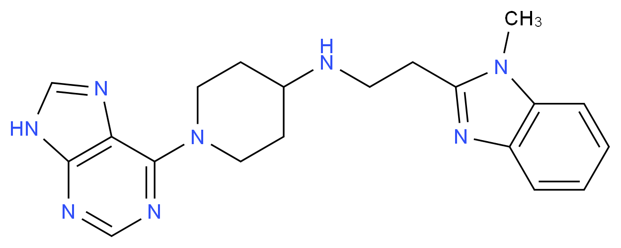 N-[2-(1-methyl-1H-benzimidazol-2-yl)ethyl]-1-(9H-purin-6-yl)piperidin-4-amine_Molecular_structure_CAS_)