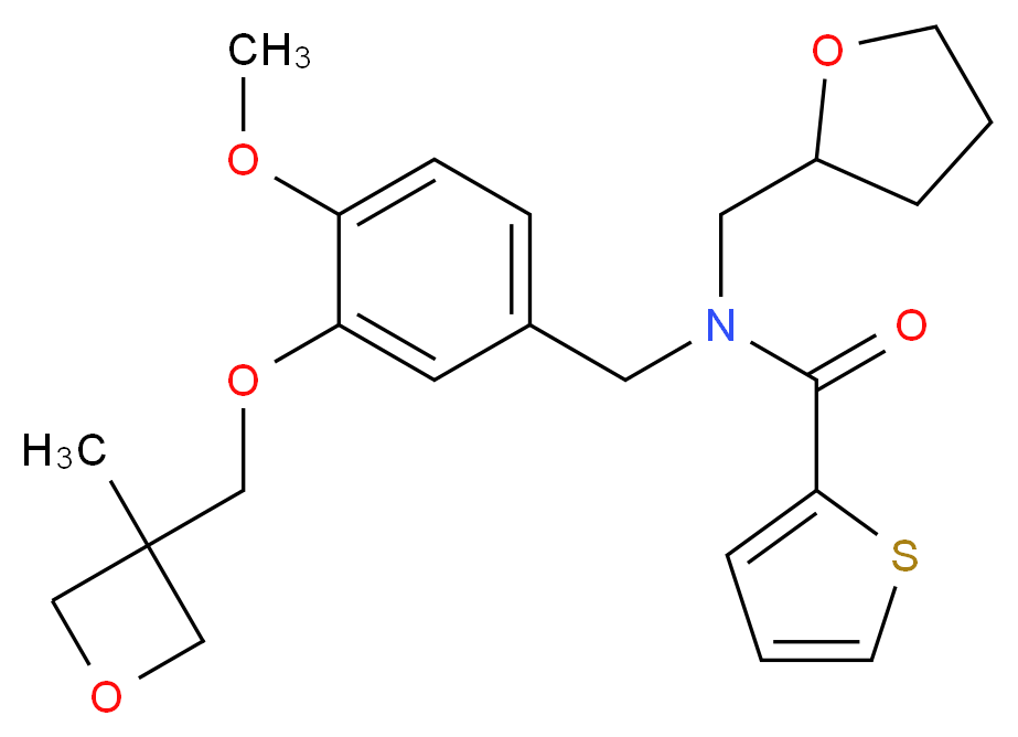 N-{4-methoxy-3-[(3-methyl-3-oxetanyl)methoxy]benzyl}-N-(tetrahydro-2-furanylmethyl)-2-thiophenecarboxamide_Molecular_structure_CAS_)