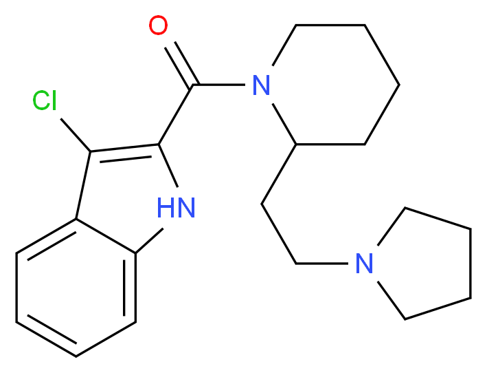 3-chloro-2-({2-[2-(1-pyrrolidinyl)ethyl]-1-piperidinyl}carbonyl)-1H-indole_Molecular_structure_CAS_)